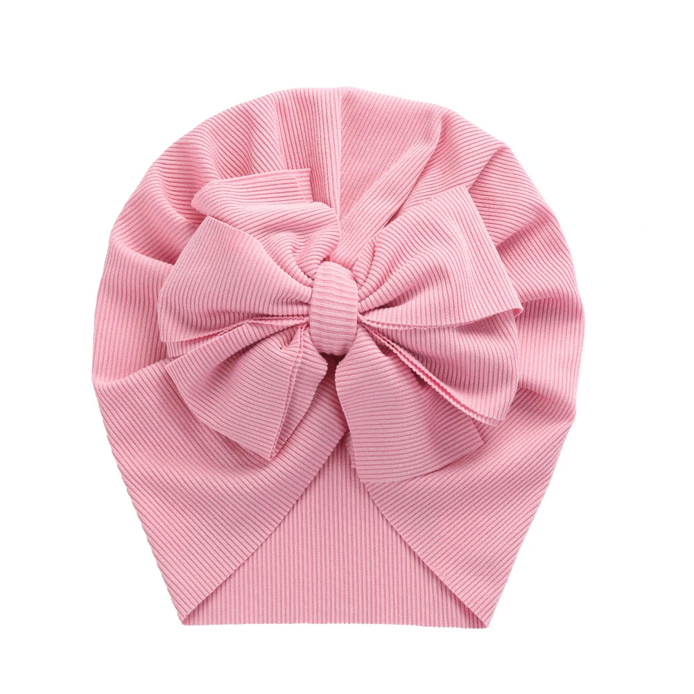 Solid Ribbed Bunny Knot Turban Hat