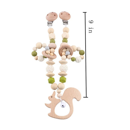 Wood Teether Baby Hanging Rattle Toy