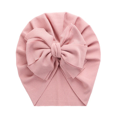 Solid Ribbed Bunny Knot Turban Hat