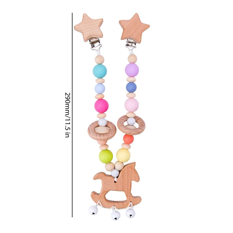 Wood Teether Baby Hanging Rattle Toy