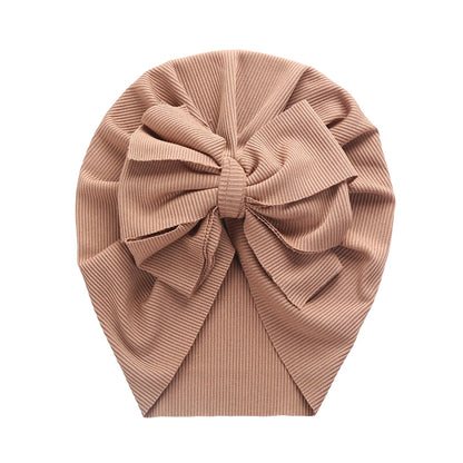 Solid Ribbed Bunny Knot Turban Hat