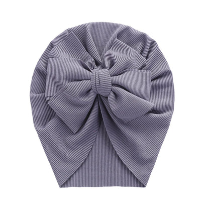 Solid Ribbed Bunny Knot Turban Hat