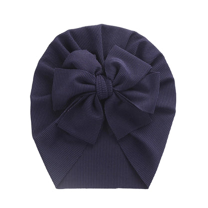 Solid Ribbed Bunny Knot Turban Hat