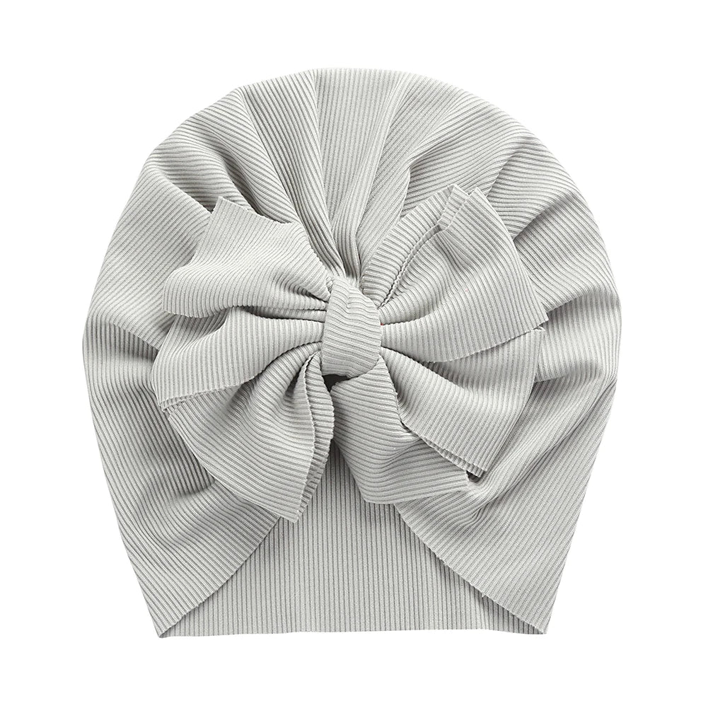 Solid Ribbed Bunny Knot Turban Hat