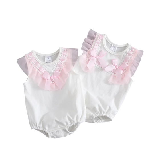 Lace Bow Baby Girls Onesie