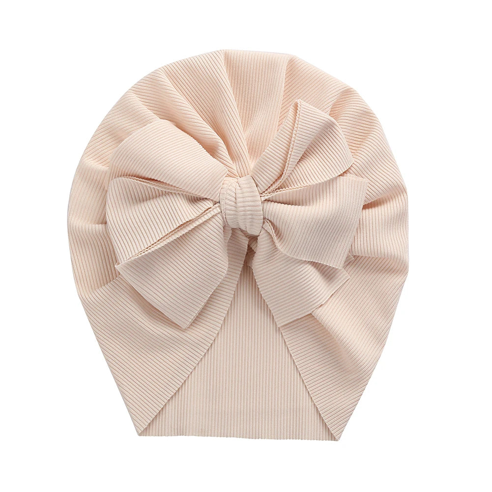 Solid Ribbed Bunny Knot Turban Hat