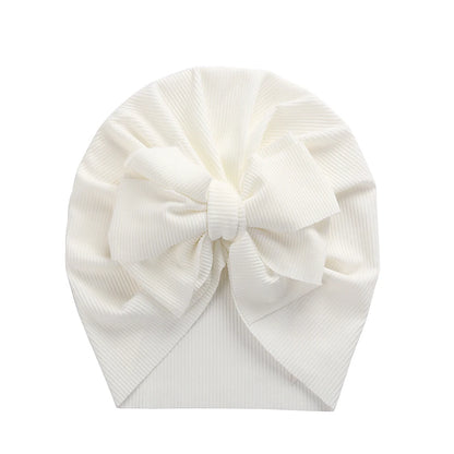 Solid Ribbed Bunny Knot Turban Hat