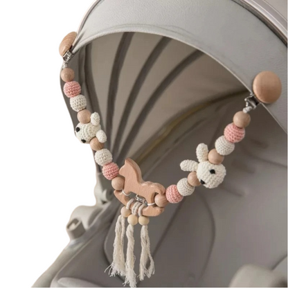 Wood Teether Baby Hanging Rattle Toy