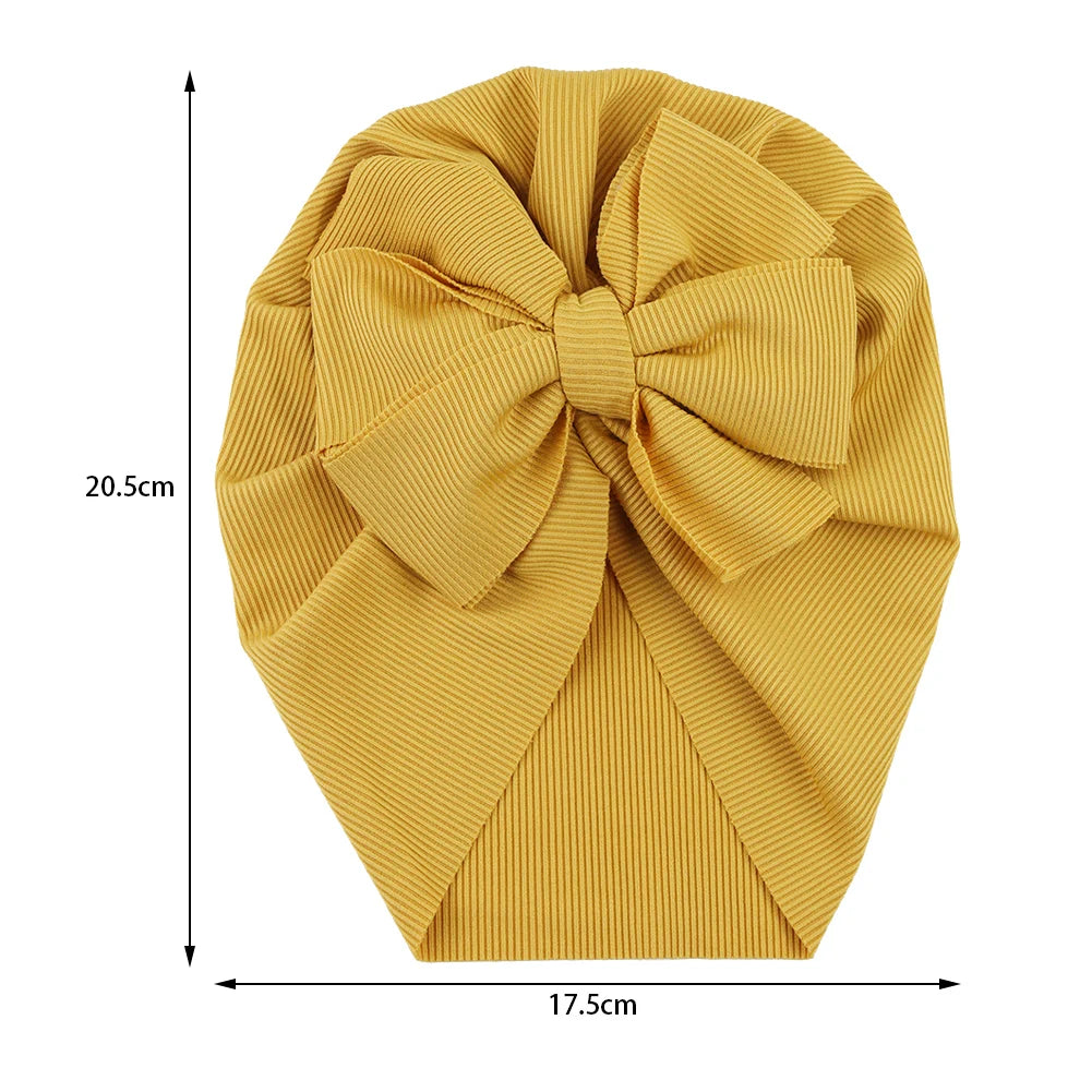 Solid Ribbed Bunny Knot Turban Hat