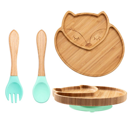 3Pcs Baby Bamboo Plate Set