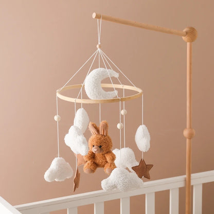 Mobile Baby Crib Velvet Rabbit & Clouds Rattle Toy