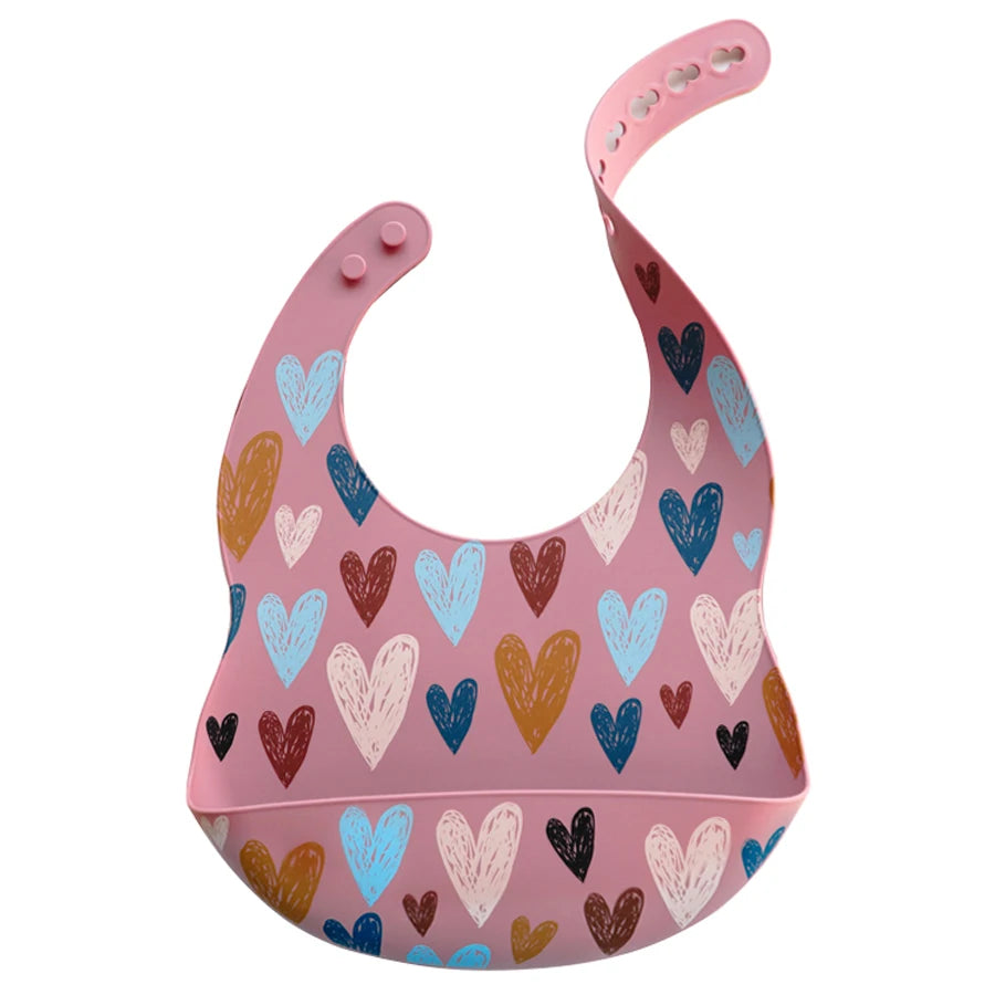 Cartoon Printed Waterproof Soft Baby Silicone Bib