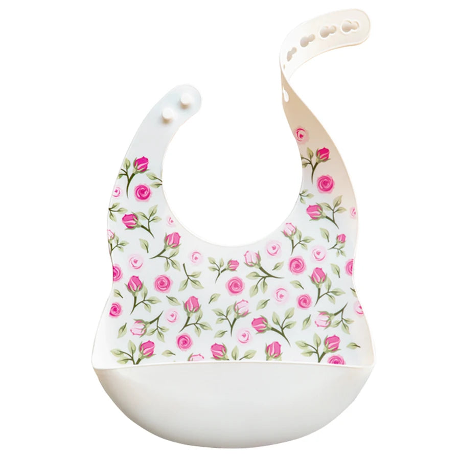 Cartoon Printed Waterproof Soft Baby Silicone Bib