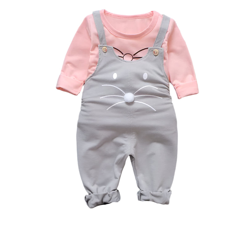 2Pcs Children Overall Outfit Set