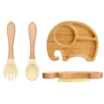 3Pcs Baby Bamboo Plate Set