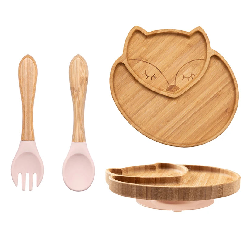 3Pcs Baby Bamboo Plate Set