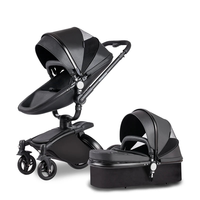 Luxury Leather 3 in 1 Baby Stroller Set