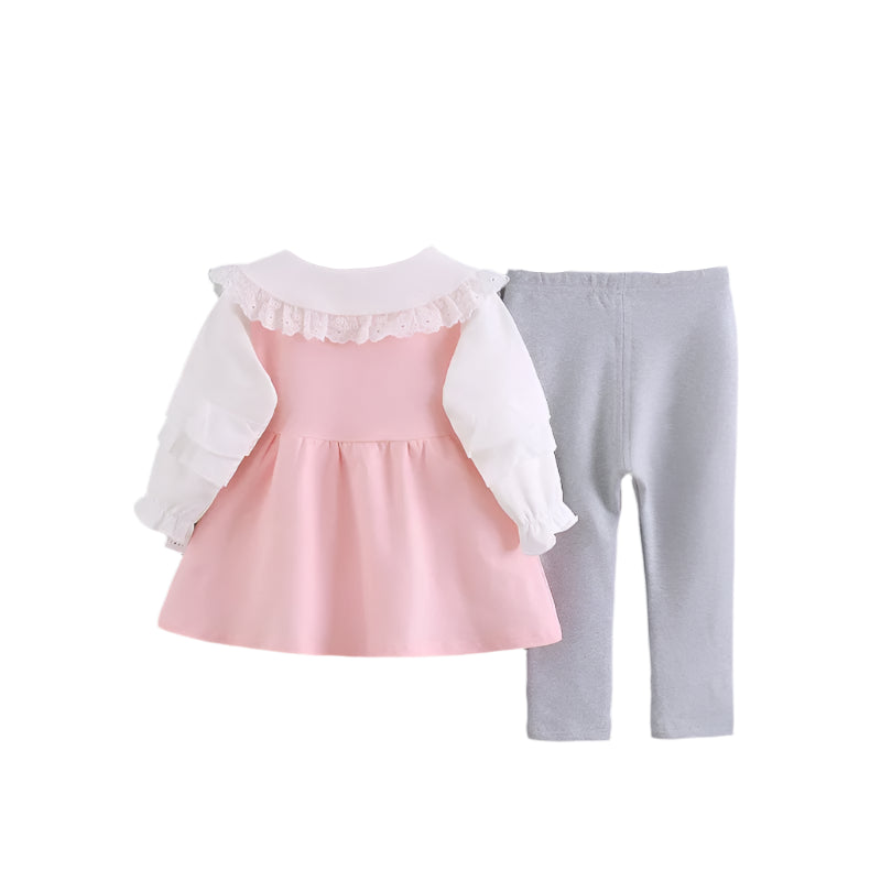 2Pcs Children Dress & Leggings Outfit Set