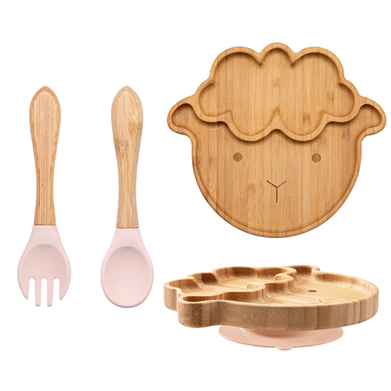 3Pcs Baby Bamboo Plate Set