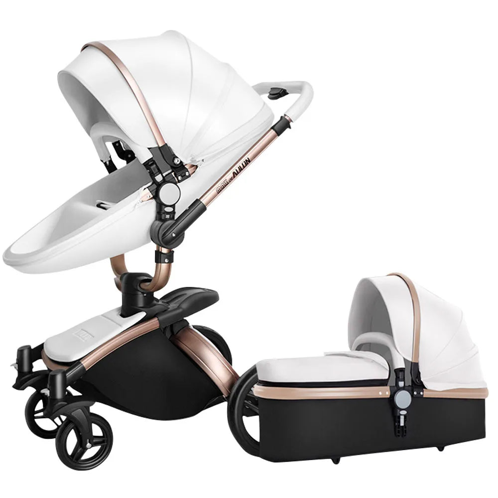 Luxury Leather 3 in 1 Baby Stroller Set