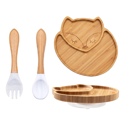 3Pcs Baby Bamboo Plate Set