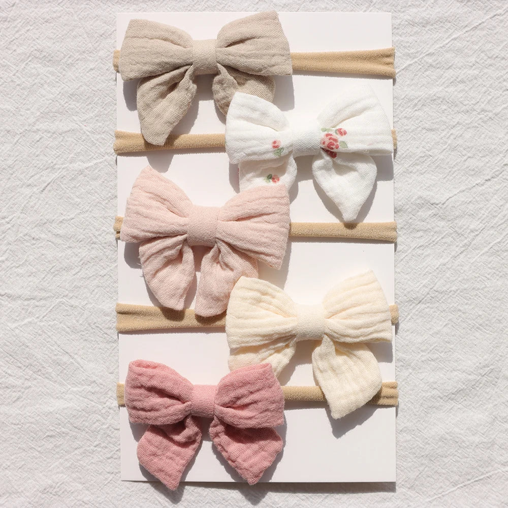 5Pcs/Lot Newborn Baby Headband Bows