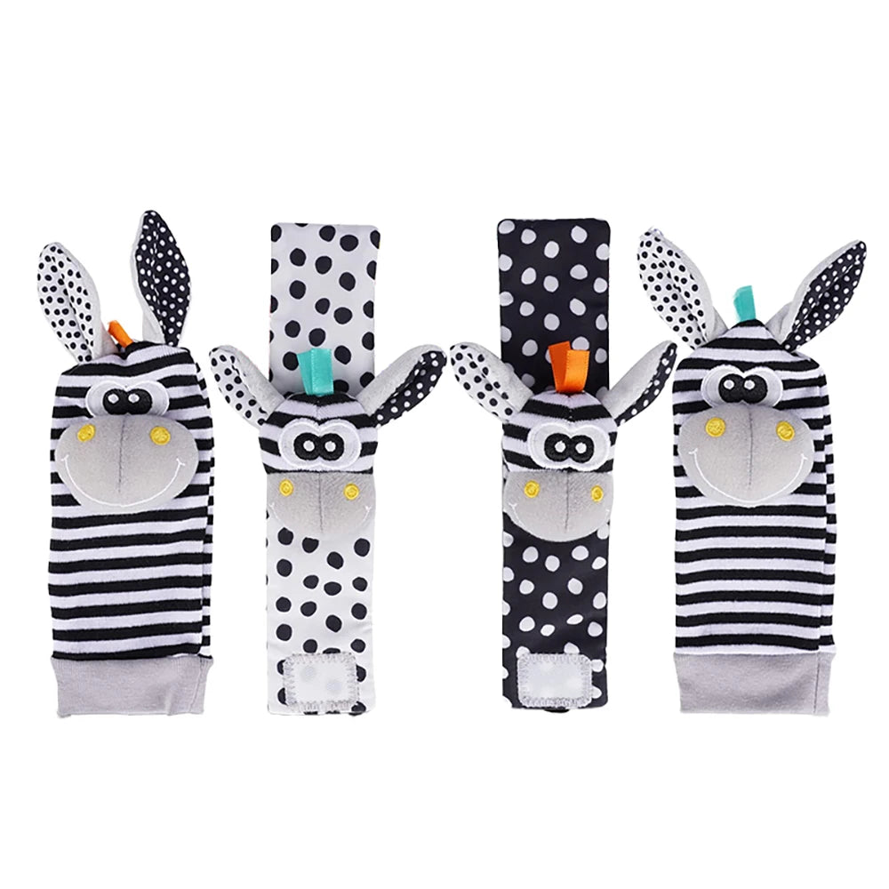 4Pcs Baby Rattle Socks Set