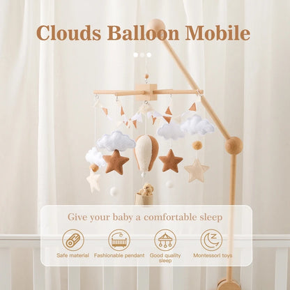 Baby Crib Mobile Clouds & Air Balloon Rattle Toy