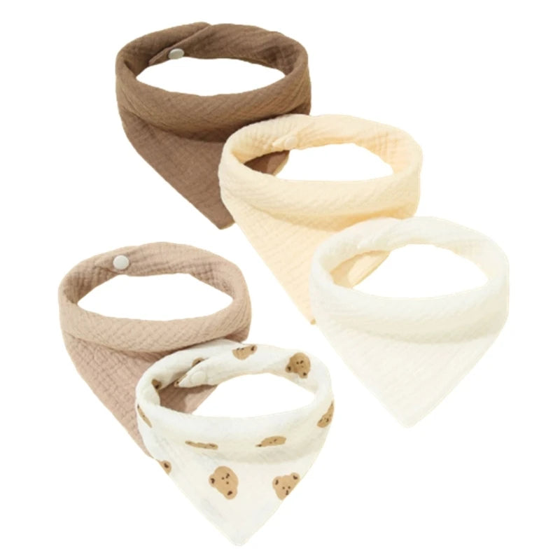 5-piece Feeding Drool Cloth Bib Set