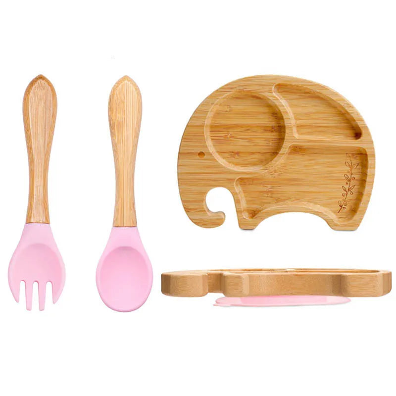 3Pcs Baby Bamboo Plate Set