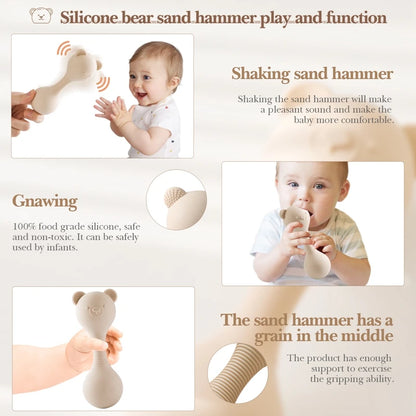 BPA Free Silicone Bear Rattle Toy