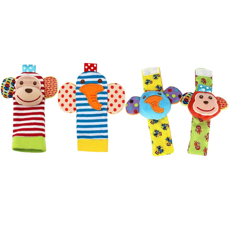 4Pcs Baby Rattle Socks Set