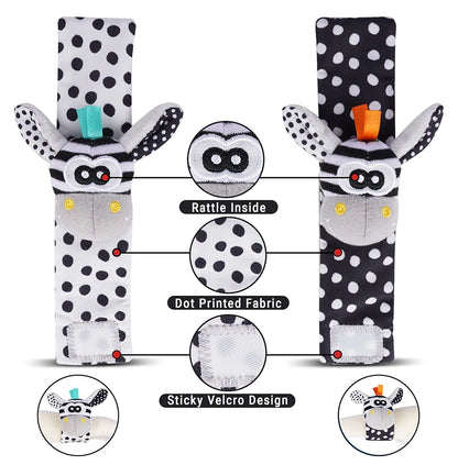 4Pcs Baby Rattle Socks Set