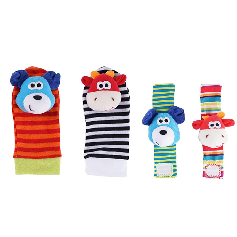 4Pcs Baby Rattle Socks Set