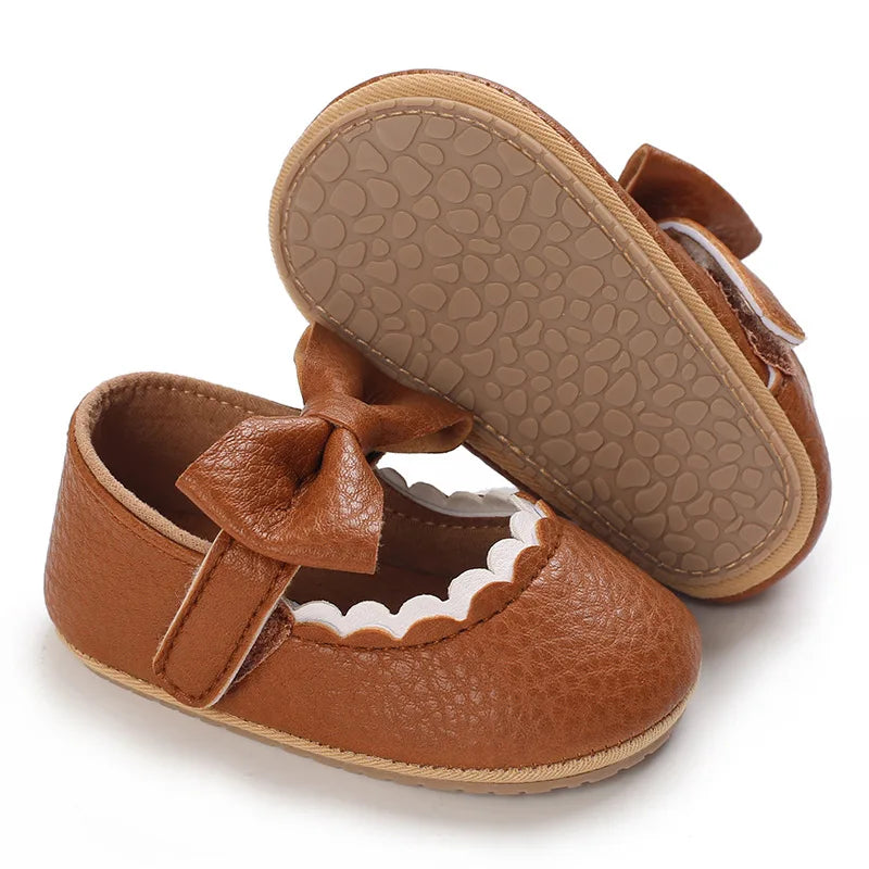 Baby Non-slip Casual Leather Bow Shoes