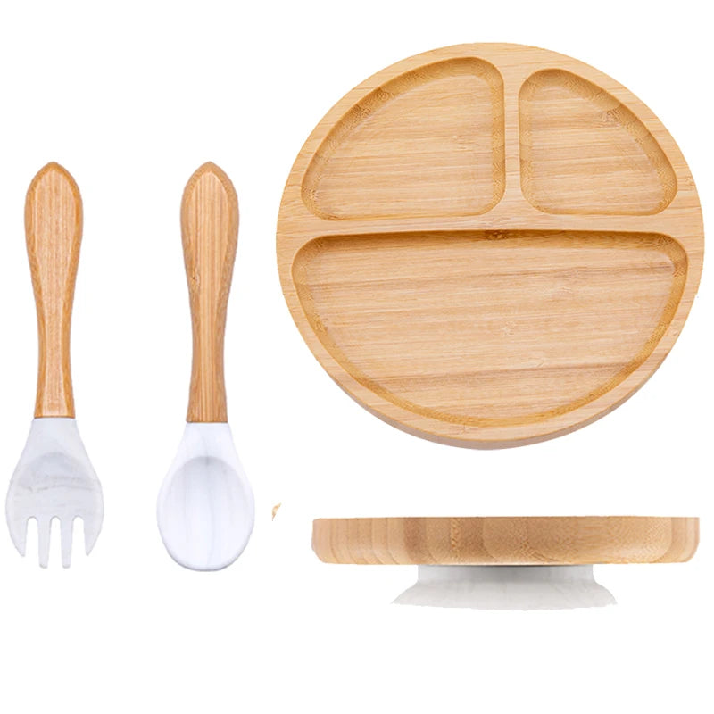 3Pcs Baby Bamboo Plate Set