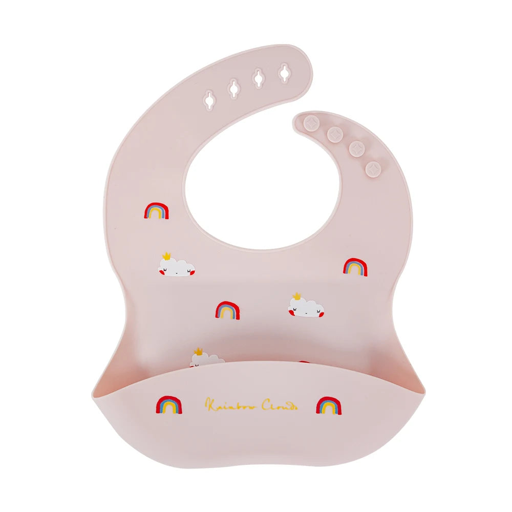 Waterproof Adjustable Silicone Bib With a Pocket