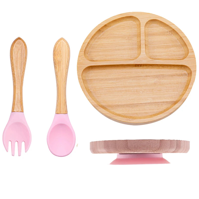 3Pcs Baby Bamboo Plate Set