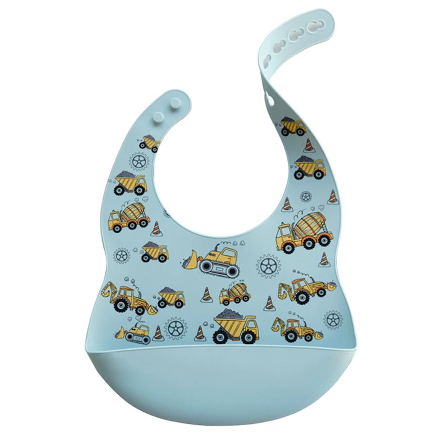 Cartoon Printed Waterproof Soft Baby Silicone Bib