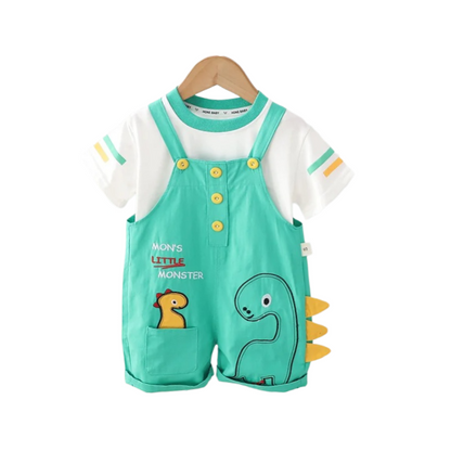 2Pcs Children Dino Overall Set