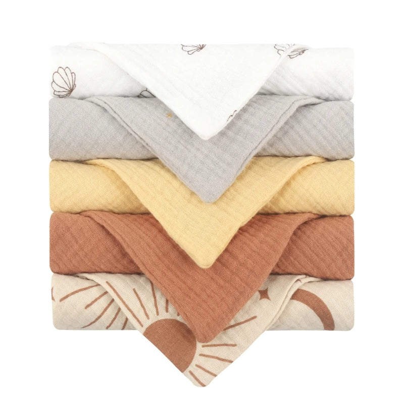 5pcs/Set Square Cotton Baby Towels/Burp Cloths