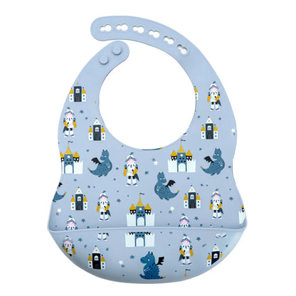 Cartoon Printed Waterproof Soft Baby Silicone Bib