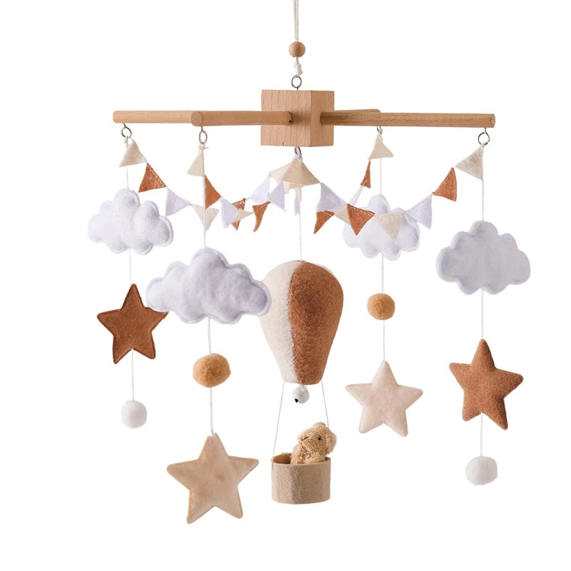 Baby Crib Mobile Clouds & Air Balloon Rattle Toy