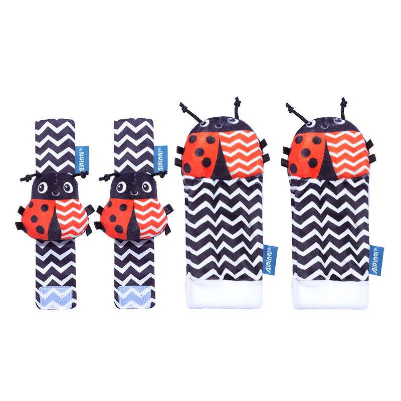 4Pcs Baby Rattle Socks Set