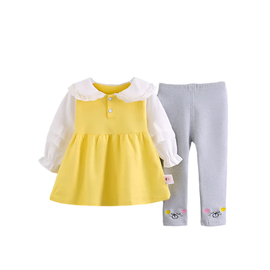 2Pcs Children Dress & Leggings Outfit Set