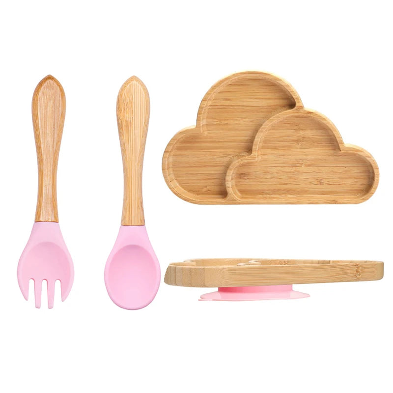 3Pcs Baby Bamboo Plate Set