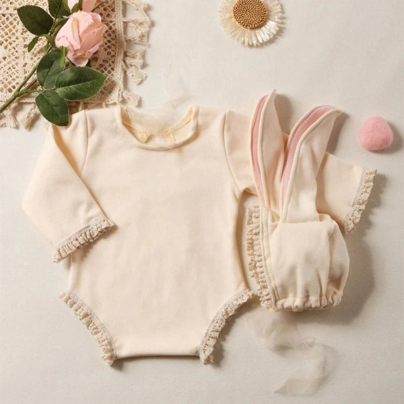 Baby Onesie and Rabbit Ears Hat Set