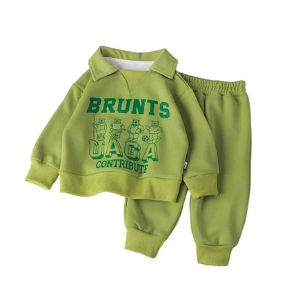 Unisex Children Tracksuit Set With Polo Collar