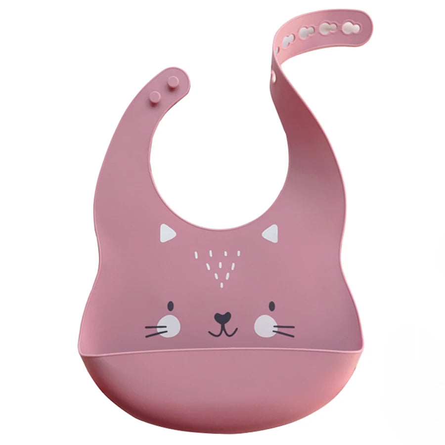 Cartoon Printed Waterproof Soft Baby Silicone Bib