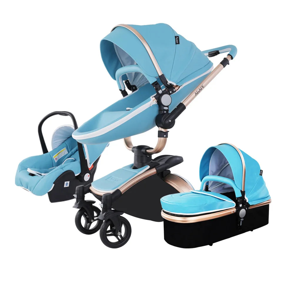 Luxury Leather 3 in 1 Baby Stroller Set